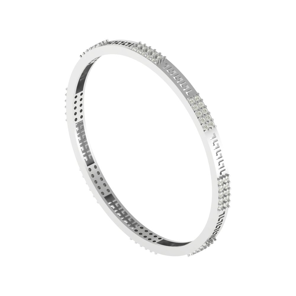White Gold 2.32 CT Lab-Grown Diamond Geometric Pattern Bangle – Astra