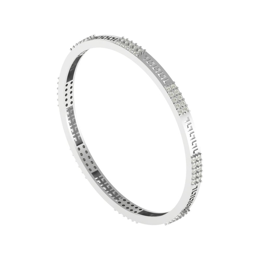 White Gold 2.32 CT Lab-Grown Diamond Geometric Pattern Bangle – Astra