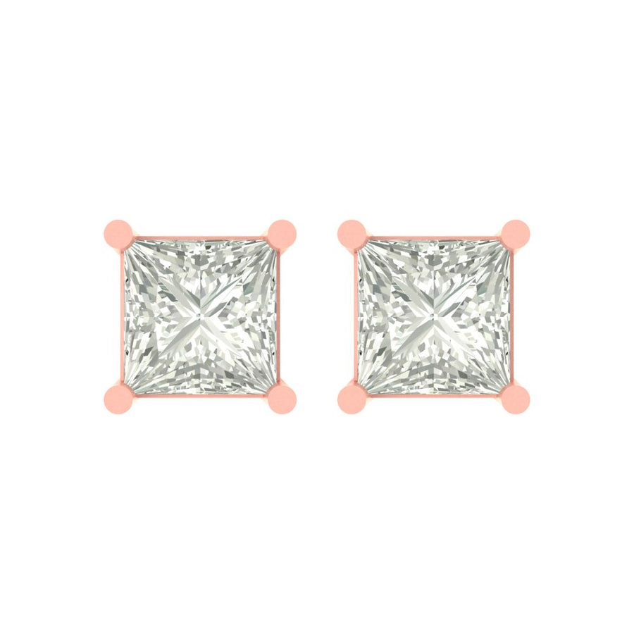 Princess-Cut Solitaire Diamond Stud Earrings – Liana