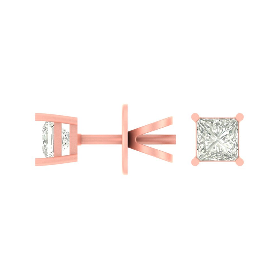 Princess-Cut Solitaire Diamond Stud Earrings – Liana