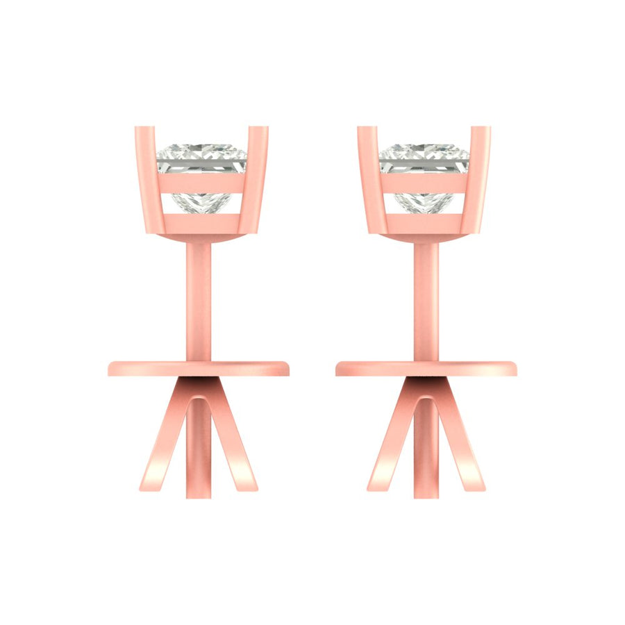 Princess-Cut Solitaire Diamond Stud Earrings – Liana
