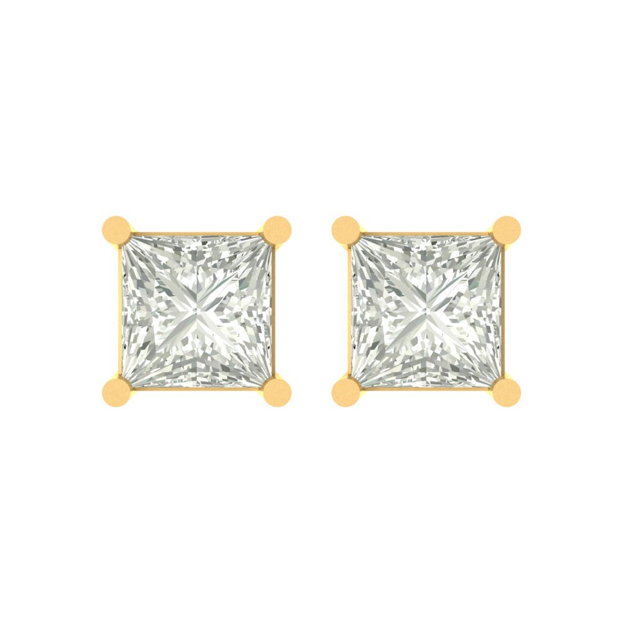 Princess-Cut Solitaire Diamond Stud Earrings – Liana
