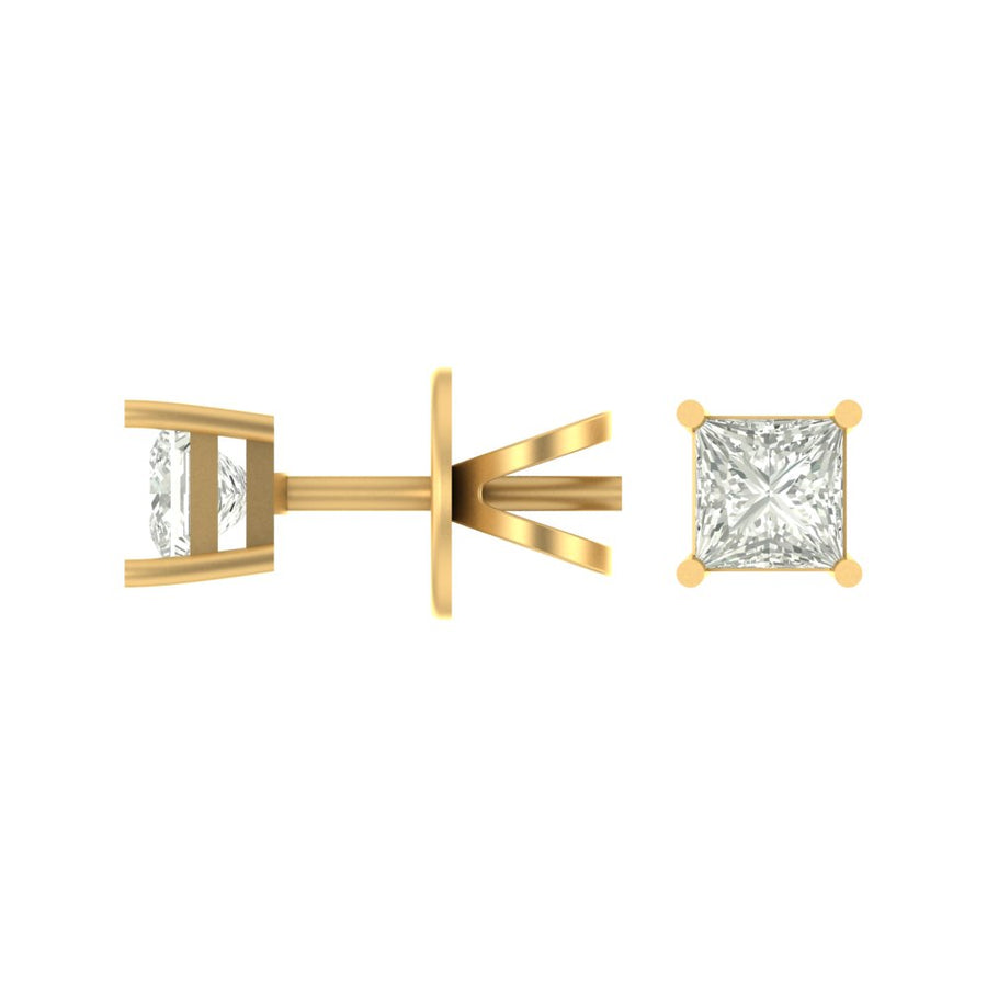 Princess-Cut Solitaire Diamond Stud Earrings – Liana