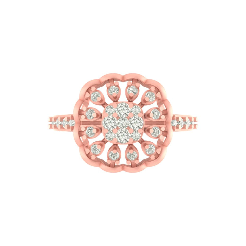 Floral Radiance 0.70 CT Lab-Grown Diamond Ring in Yellow Gold