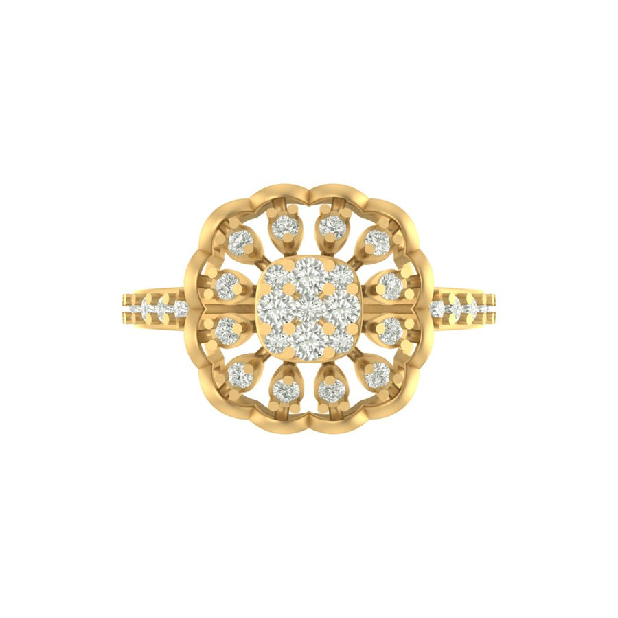 Floral Radiance – 0.70 CT Lab-Grown Diamond Ring in 14K/18K Yellow Gold