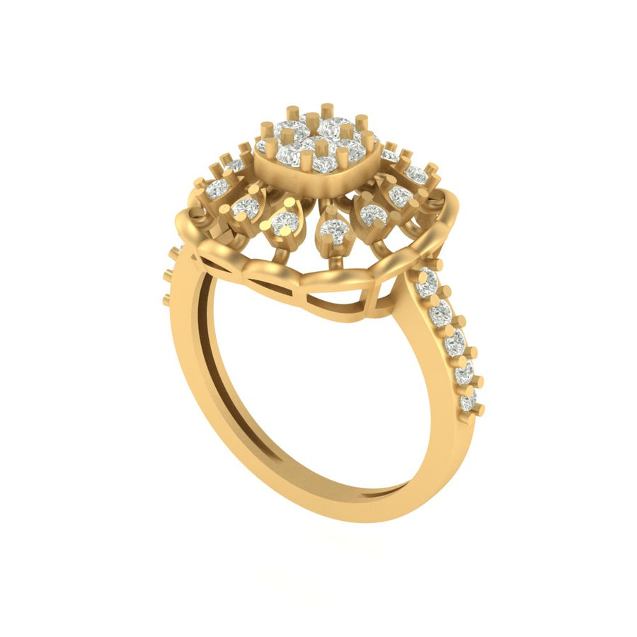 Floral Radiance – 0.70 CT Lab-Grown Diamond Ring in 14K/18K Yellow Gold