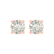 Minimalist Solitaire Diamond Stud Earrings in Gold