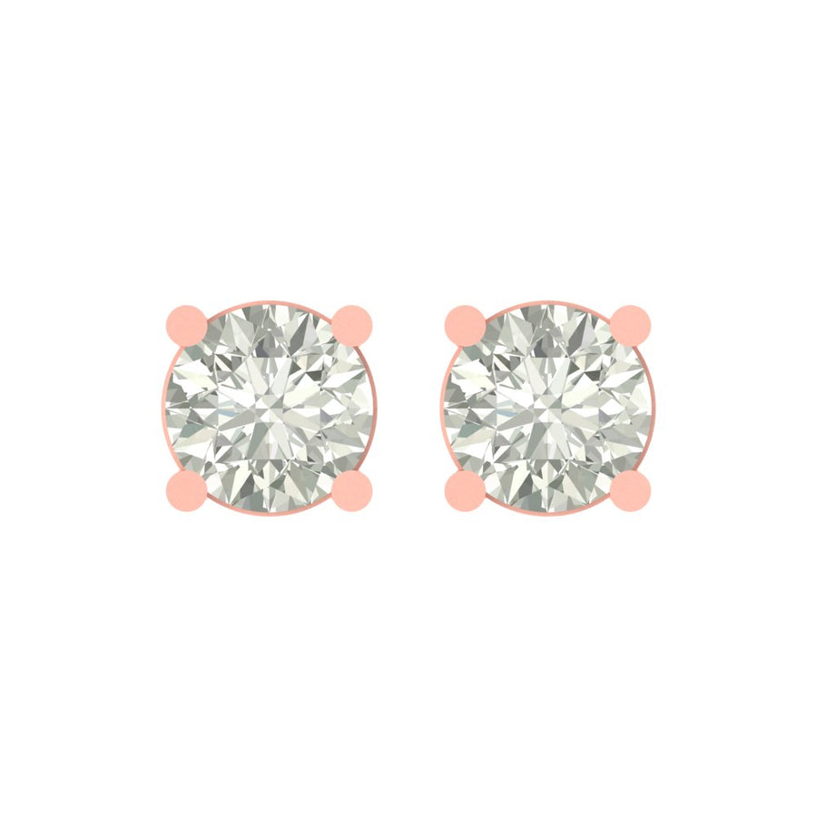 Minimalist Solitaire Diamond Stud Earrings in Gold