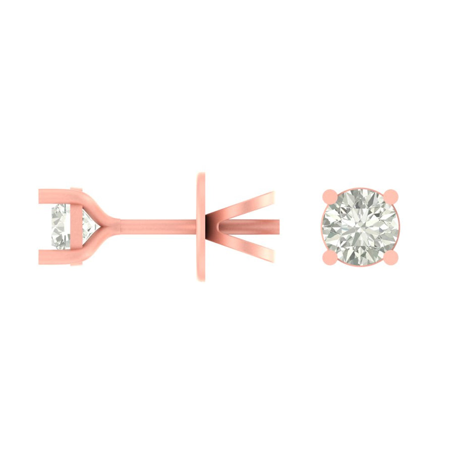 Minimalist Solitaire Diamond Stud Earrings in Gold