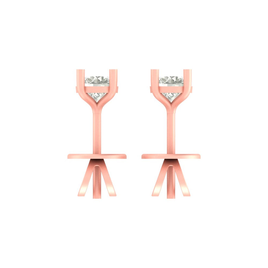 Minimalist Solitaire Diamond Stud Earrings in Gold