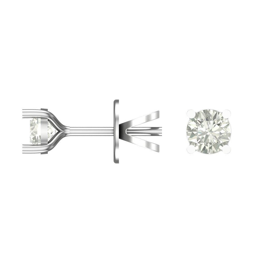 Minimalist Solitaire Diamond Stud Earrings in Gold