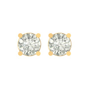 Minimalist Solitaire Diamond Stud Earrings in Gold