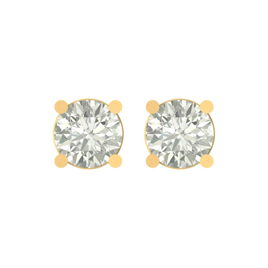Minimalist Solitaire Diamond Stud Earrings in Gold