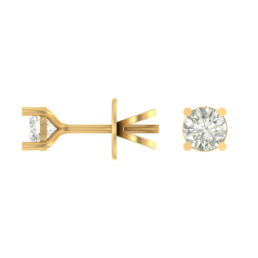 Minimalist Solitaire Diamond Stud Earrings in Gold