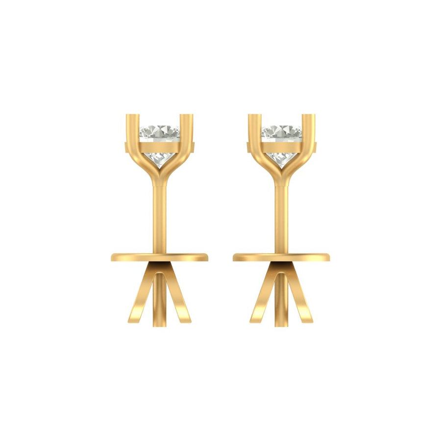 Minimalist Solitaire Diamond Stud Earrings in Gold