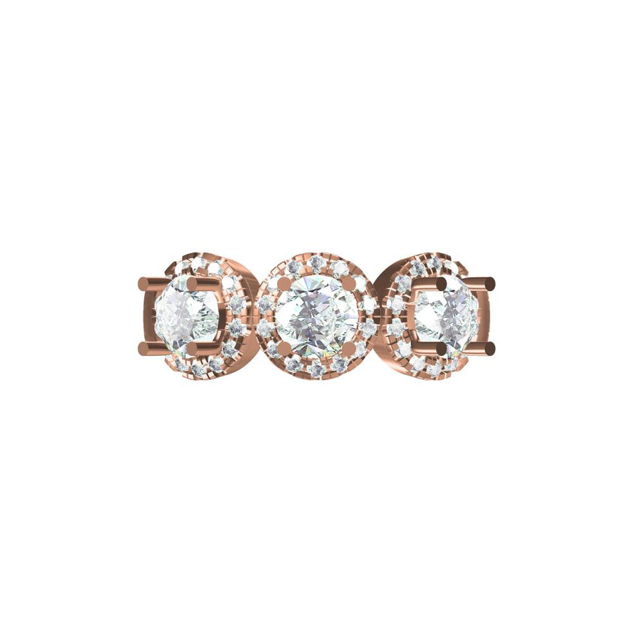 Three Stone Diamond Ring – Halo Setting