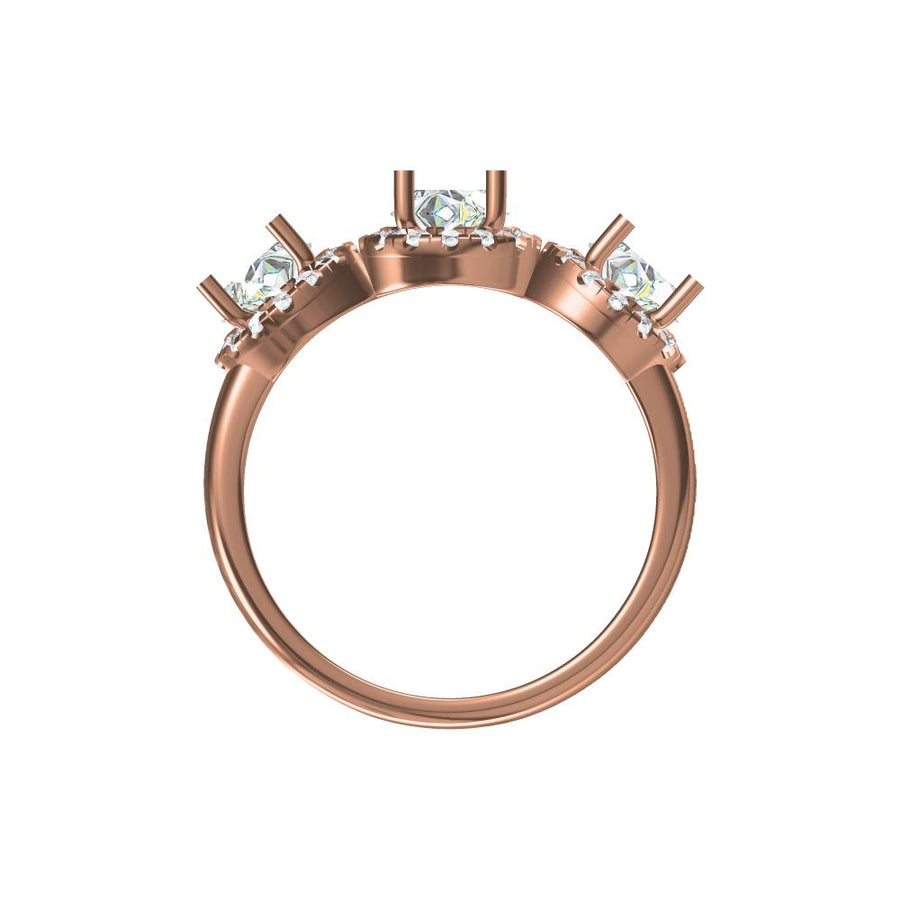 Three Stone Diamond Ring – Halo Setting