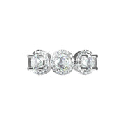 Three Stone Diamond Ring – Halo Setting