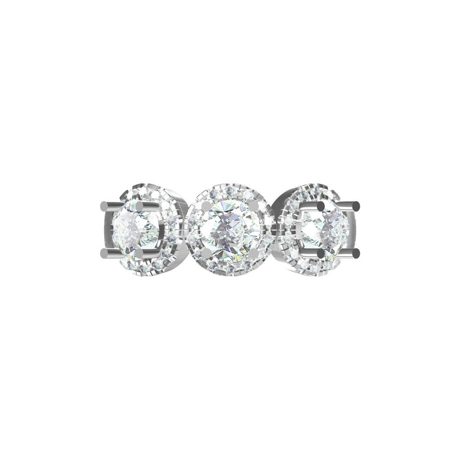 Three Stone Diamond Ring – Halo Setting