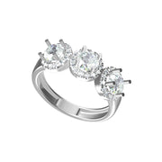 Three Stone Diamond Ring – Halo Setting