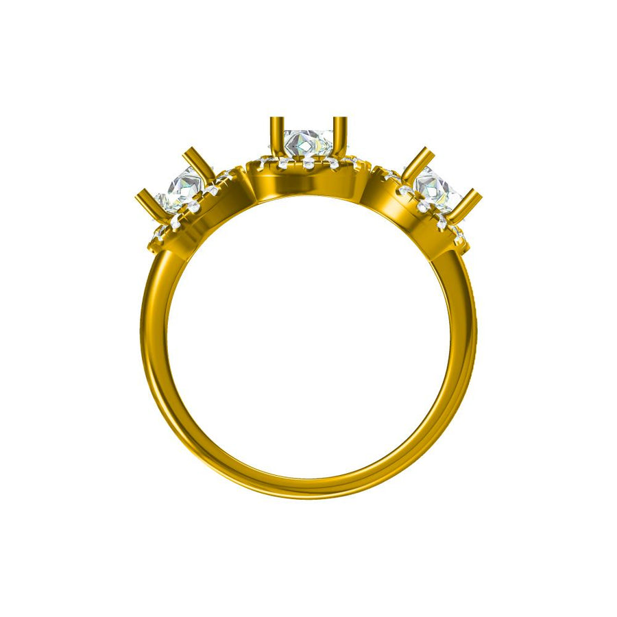 Three Stone Diamond Ring – Halo Setting