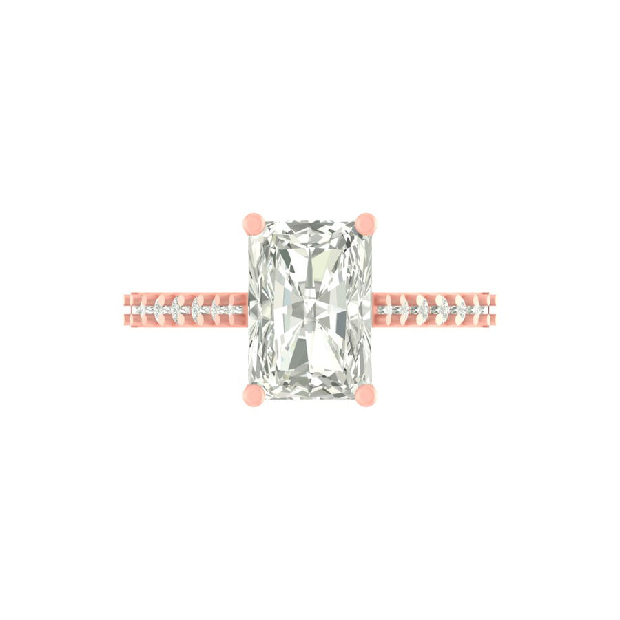 Radiant Solitaire Diamond Ring with Side Accents – 3.33 Carats | Lab Grown