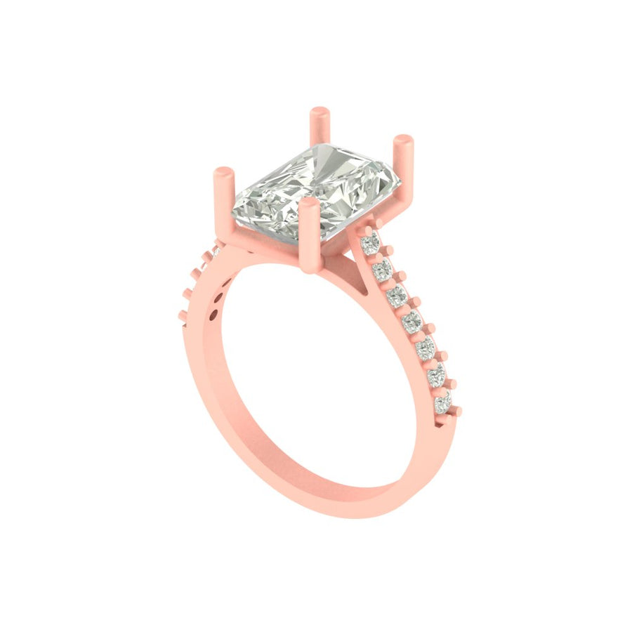 Radiant Solitaire Diamond Ring with Side Accents – 3.33 Carats | Lab Grown