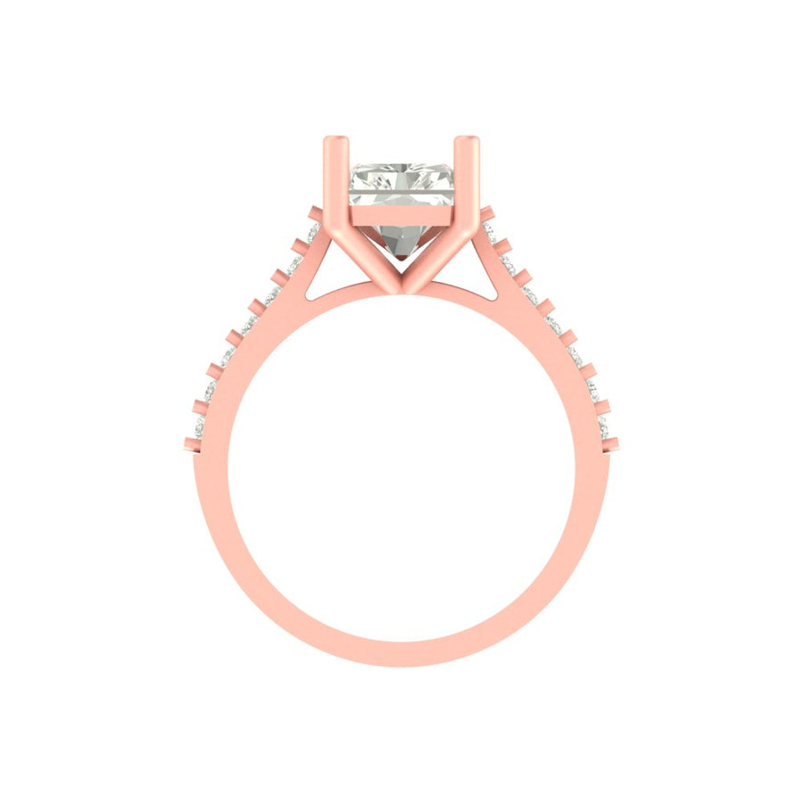 Radiant Solitaire Diamond Ring with Side Accents – 3.33 Carats | Lab Grown