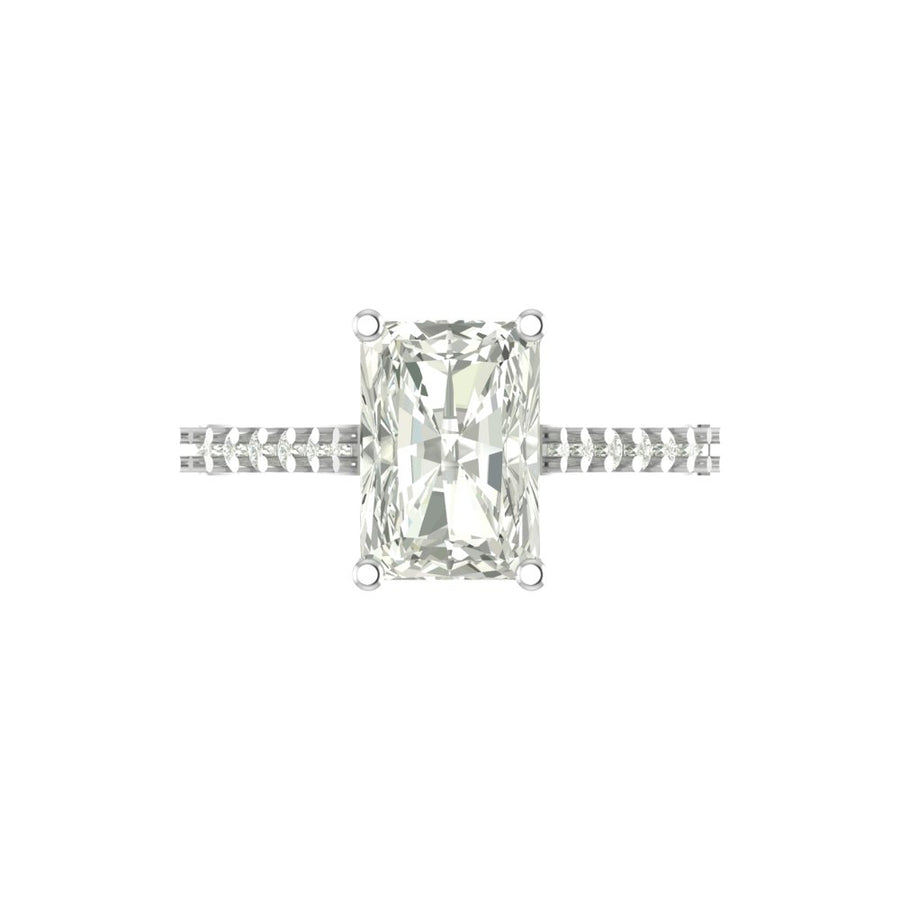 Radiant Solitaire Diamond Ring with Side Accents – 3.33 Carats | Lab Grown