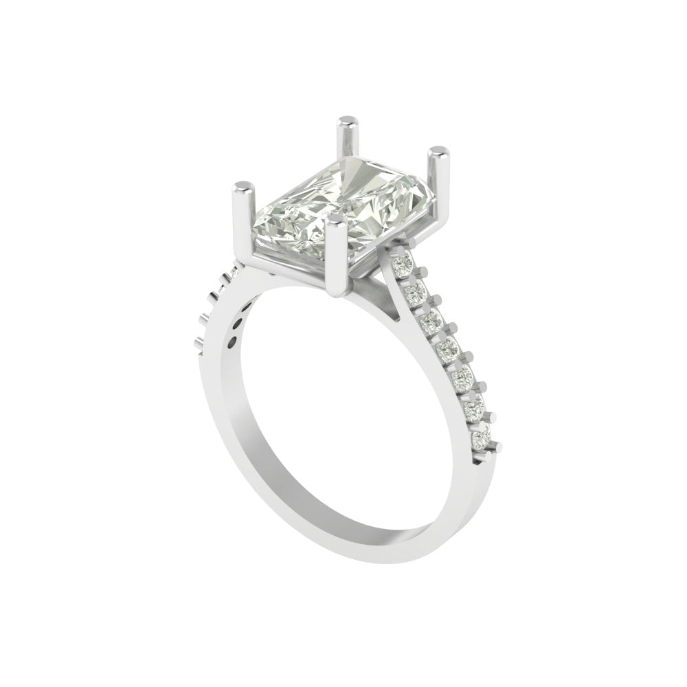 Radiant Solitaire Diamond Ring with Side Accents – 3.33 Carats | Lab Grown