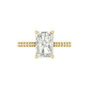 Radiant Solitaire Diamond Ring with Side Accents – 3.33 Carats | Lab Grown