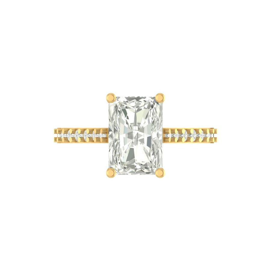 Radiant Solitaire Diamond Ring with Side Accents – 3.33 Carats | Lab Grown