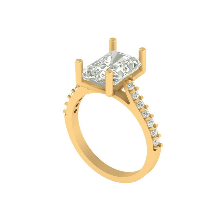 Radiant Solitaire Diamond Ring with Side Accents – 3.33 Carats | Lab Grown