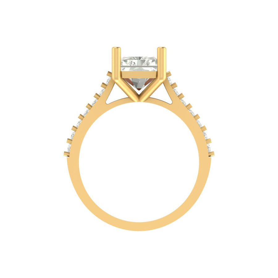 Radiant Solitaire Diamond Ring with Side Accents – 3.33 Carats | Lab Grown
