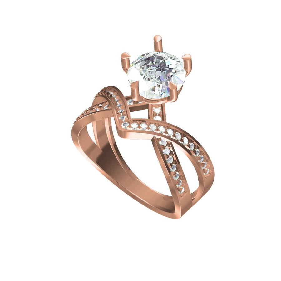 Bold V-Shaped Solitaire Lab-Grown Diamond Ring