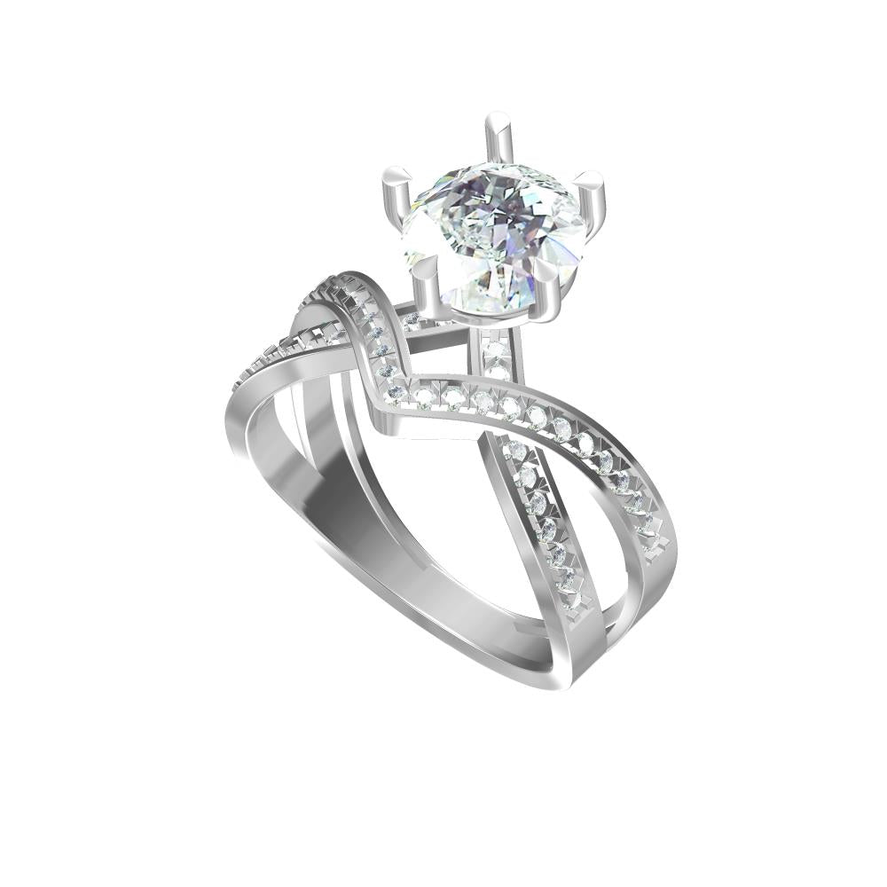 Bold V-Shaped Solitaire Lab-Grown Diamond Ring