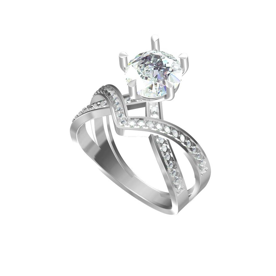 Bold V-Shaped Solitaire Lab-Grown Diamond Ring