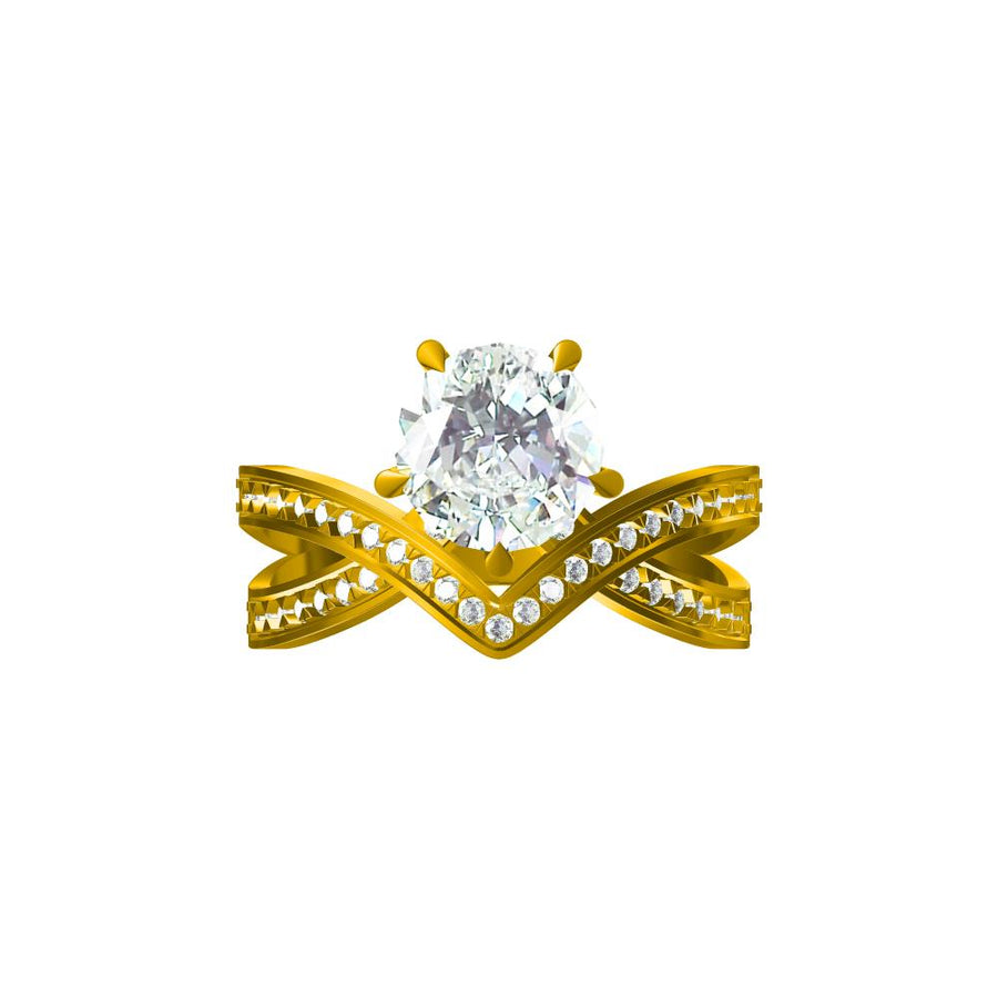 Bold V-Shaped Solitaire Lab-Grown Diamond Ring
