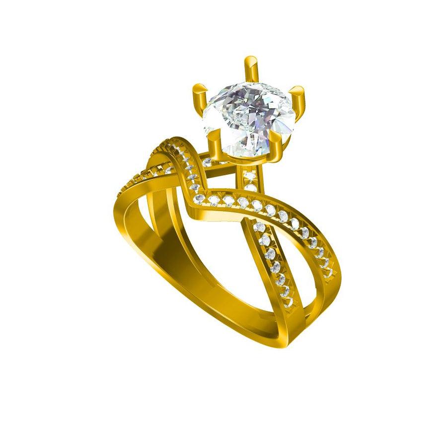 Bold V-Shaped Solitaire Lab-Grown Diamond Ring