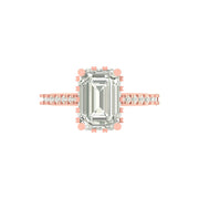 Elegant Emerald-Cut Lab Grown Diamond Ring with Accent Stones