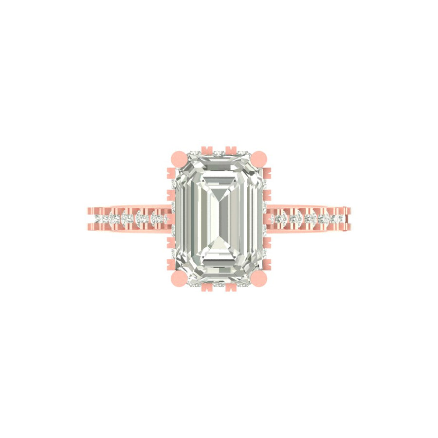 Elegant Emerald-Cut Lab Grown Diamond Ring with Accent Stones