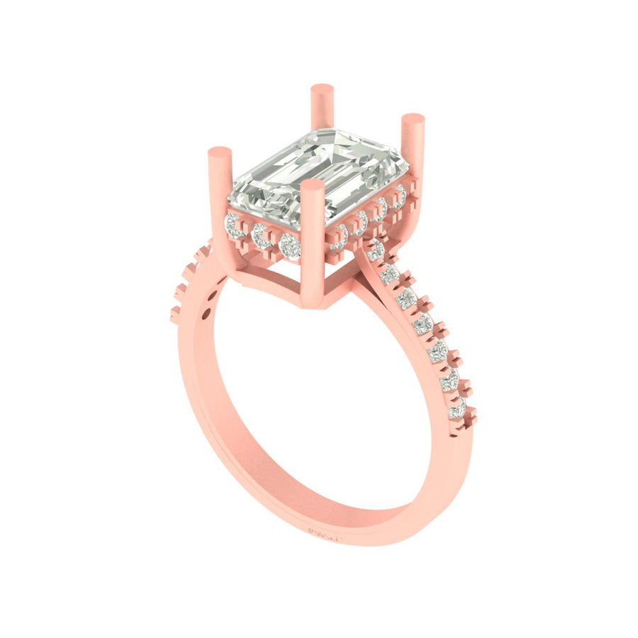 Elegant Emerald-Cut Lab Grown Diamond Ring with Accent Stones