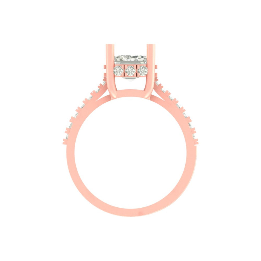Elegant Emerald-Cut Lab Grown Diamond Ring with Accent Stones