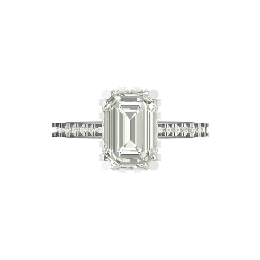 Elegant Emerald-Cut Lab Grown Diamond Ring with Accent Stones