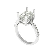 Elegant Emerald-Cut Lab Grown Diamond Ring with Accent Stones