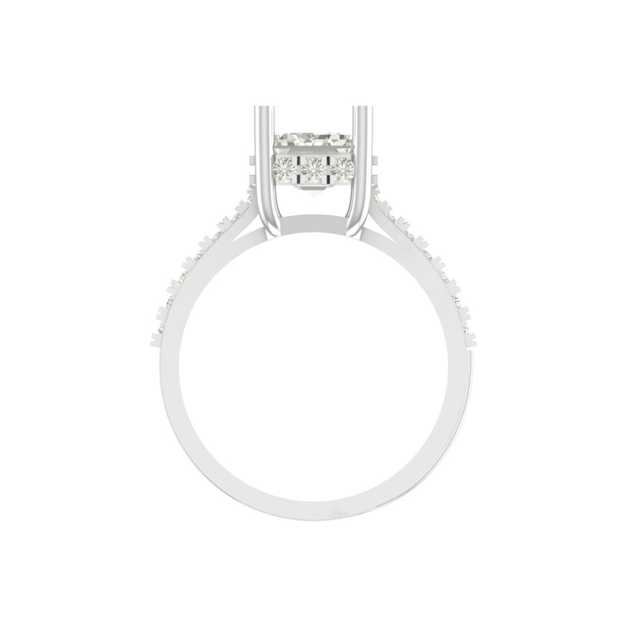 Elegant Emerald-Cut Lab Grown Diamond Ring with Accent Stones