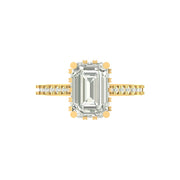 Elegant Emerald-Cut Lab Grown Diamond Ring with Accent Stones