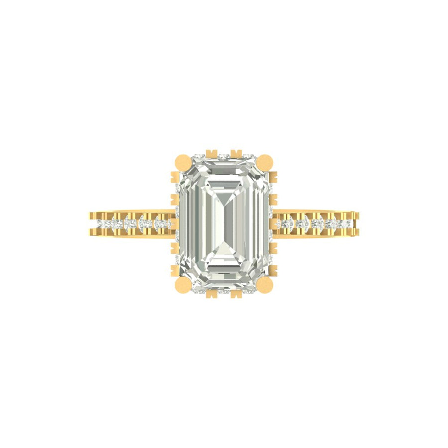 Elegant Emerald-Cut Lab Grown Diamond Ring with Accent Stones