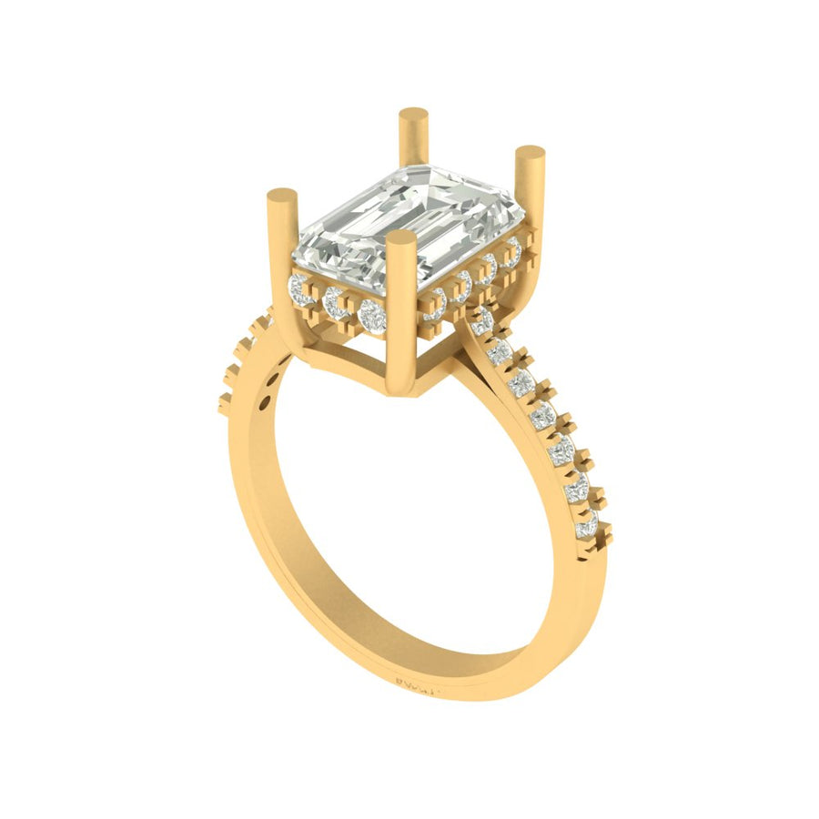 Elegant Emerald-Cut Lab Grown Diamond Ring with Accent Stones