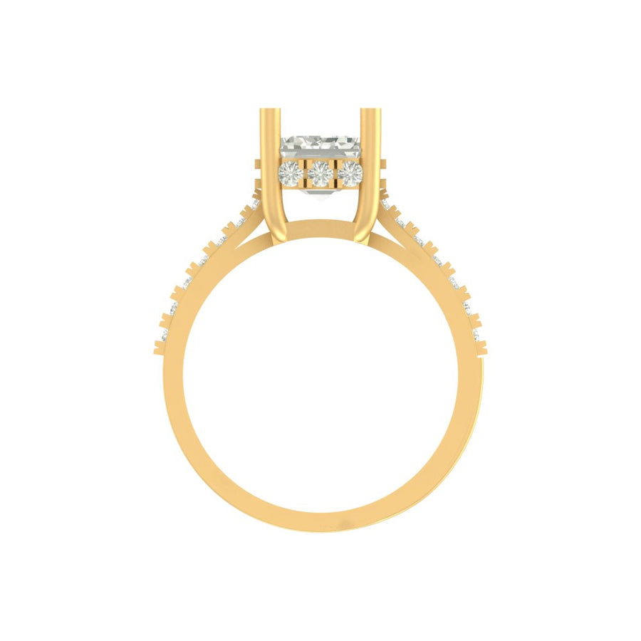 Elegant Emerald-Cut Lab Grown Diamond Ring with Accent Stones